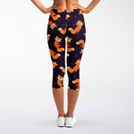 Space Fox Pattern Print Women's Capri Leggings