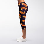 Space Fox Pattern Print Women's Capri Leggings