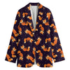 Space Fox Pattern Print Women's Cotton Blazer