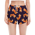 Space Fox Pattern Print Women's Split Running Shorts