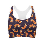 Space Fox Pattern Print Women's Sports Bra