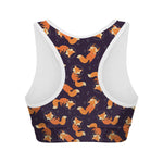Space Fox Pattern Print Women's Sports Bra
