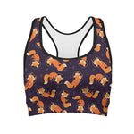 Space Fox Pattern Print Women's Sports Bra