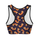 Space Fox Pattern Print Women's Sports Bra