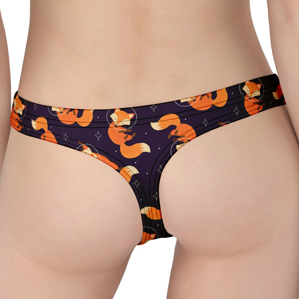 Space Fox Pattern Print Women's Thong