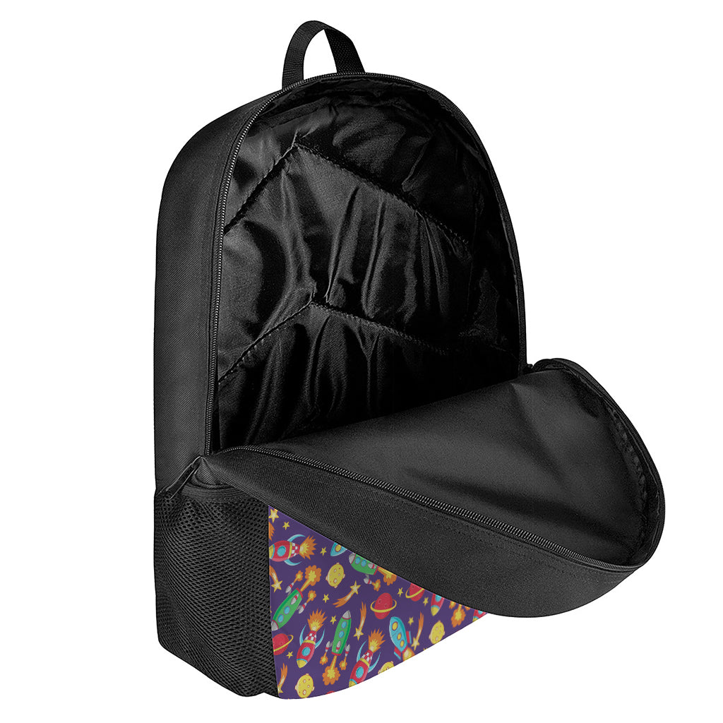 Space Rockets Pattern Print 17 Inch Backpack