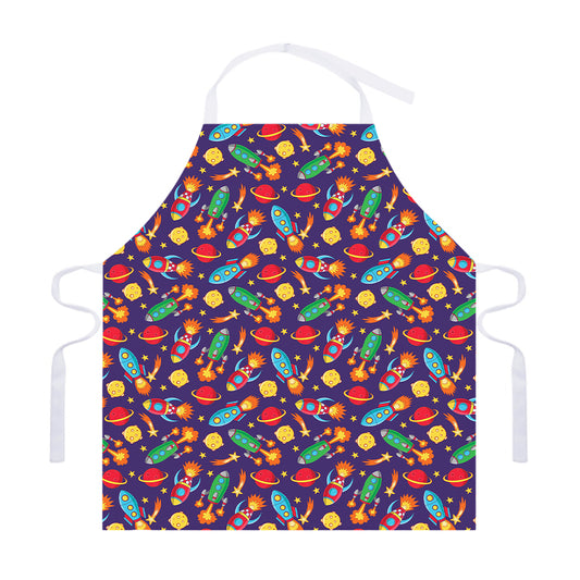 Space Rockets Pattern Print Adjustable Apron