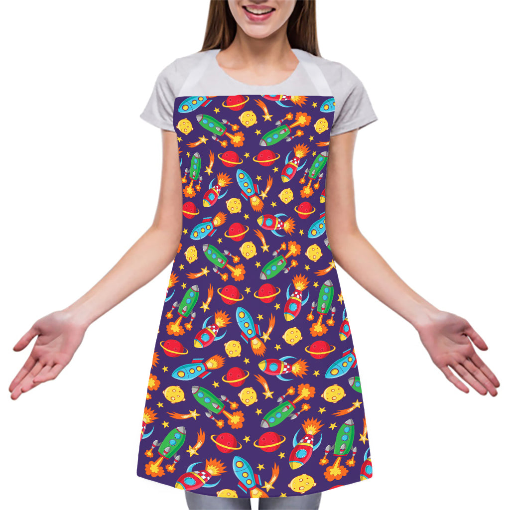 Space Rockets Pattern Print Adjustable Apron
