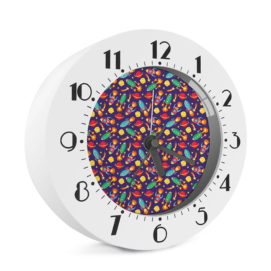 Space Rockets Pattern Print Alarm Clock