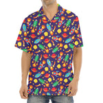 Space Rockets Pattern Print Aloha Shirt