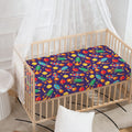 Space Rockets Pattern Print Baby Crib Sheet
