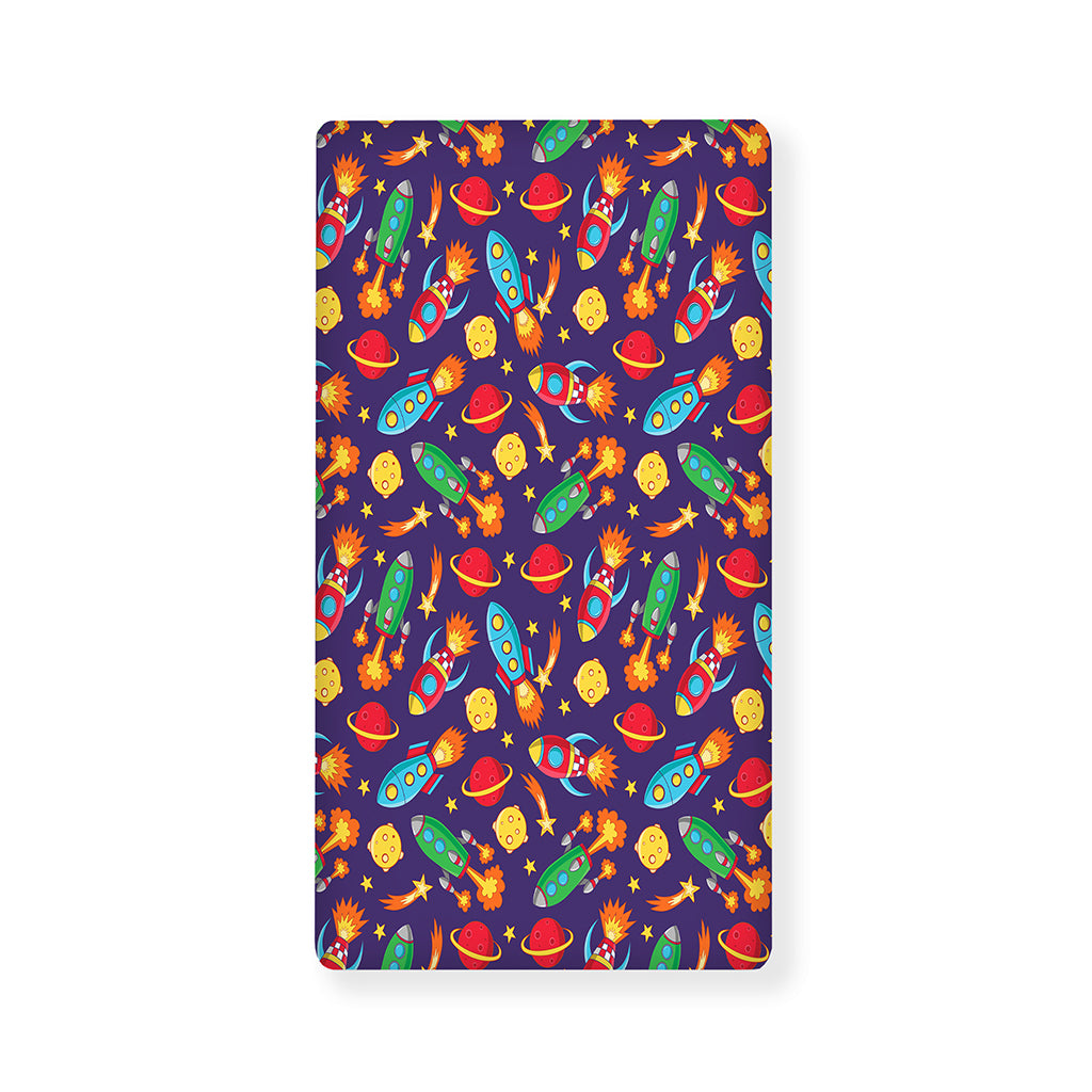 Space Rockets Pattern Print Baby Crib Sheet