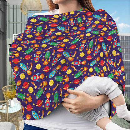 Space Rockets Pattern Print Baby Seat Cover
