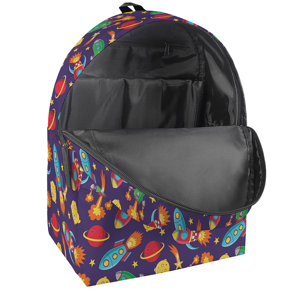 Space Rockets Pattern Print Backpack
