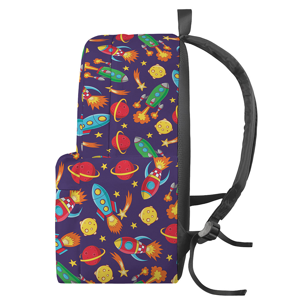 Space Rockets Pattern Print Backpack