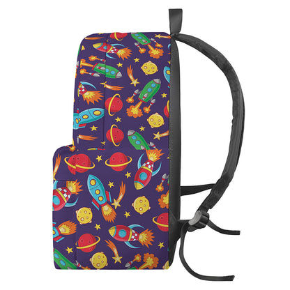 Space Rockets Pattern Print Backpack