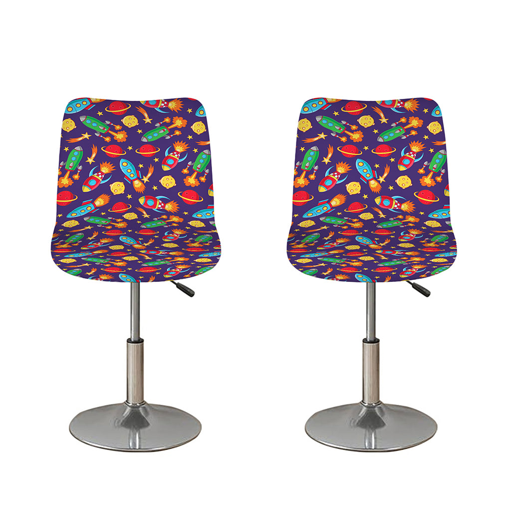 Space Rockets Pattern Print Bar Stool Covers