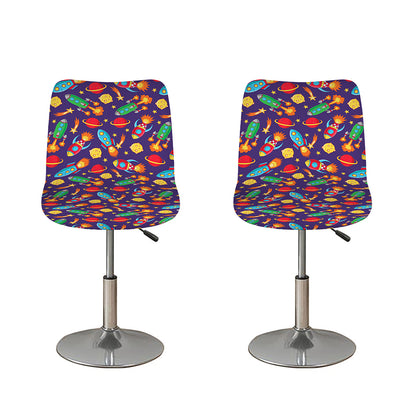 Space Rockets Pattern Print Bar Stool Covers