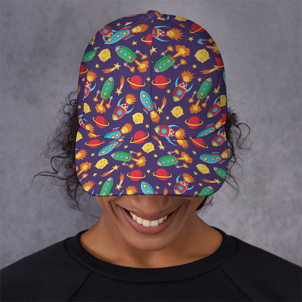 Space Rockets Pattern Print Baseball Cap