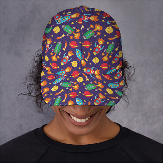 Space Rockets Pattern Print Baseball Cap