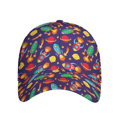 Space Rockets Pattern Print Baseball Cap