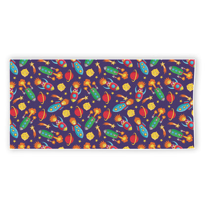 Space Rockets Pattern Print Beach Towel