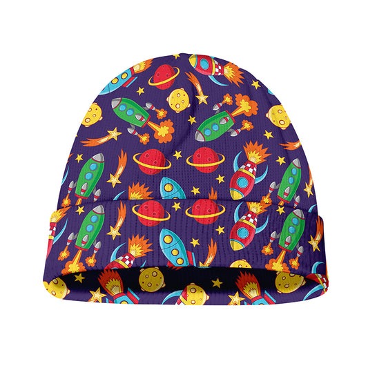 Space Rockets Pattern Print Beanie