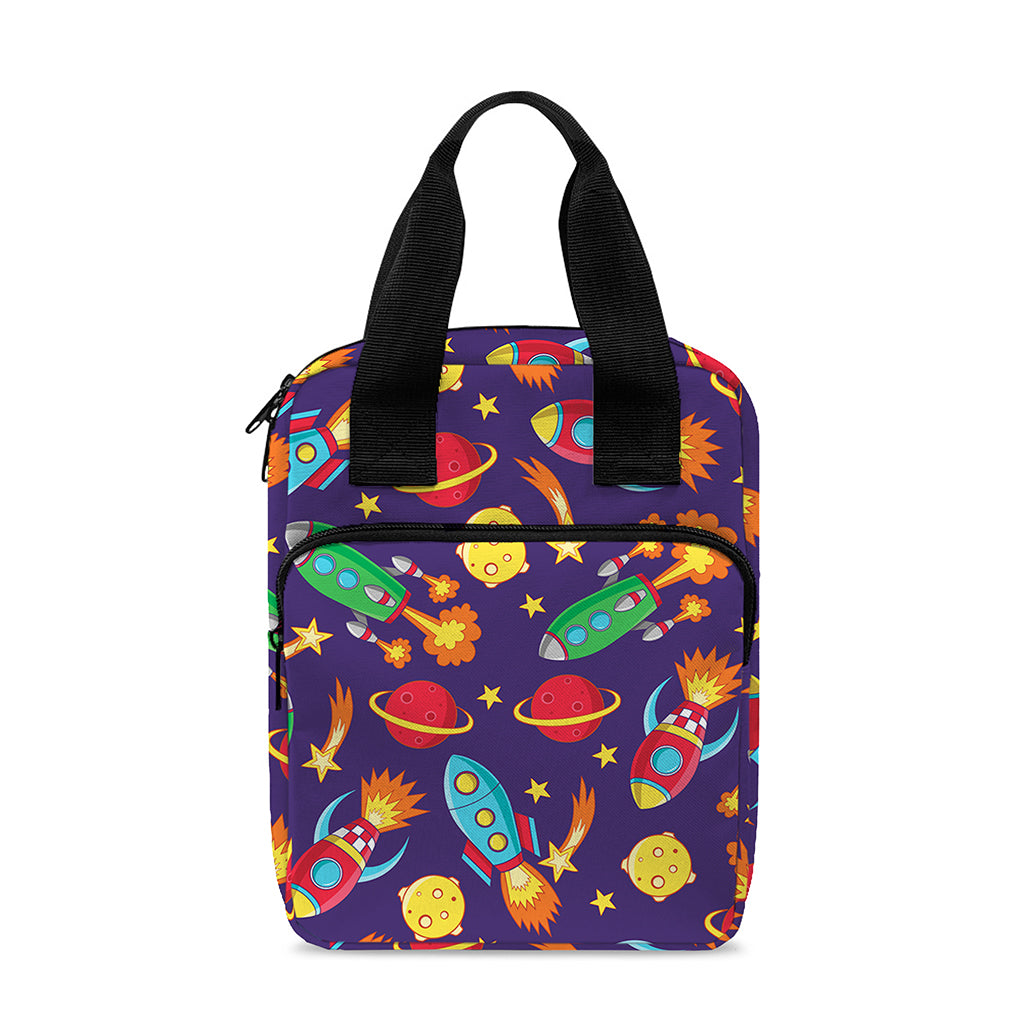 Space Rockets Pattern Print Bible Tote Bag