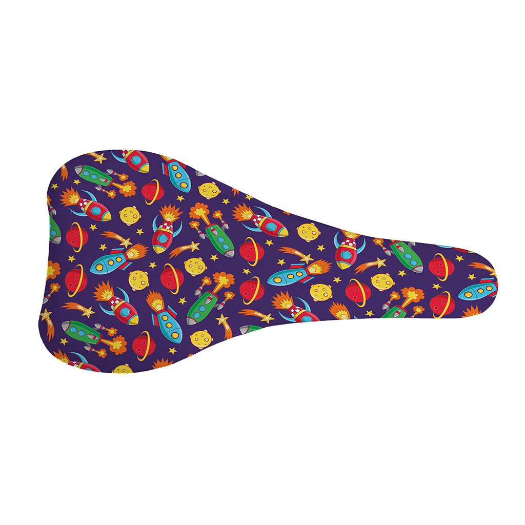 Space Rockets Pattern Print Bicycle Seat Cover
