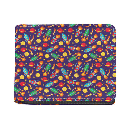 Space Rockets Pattern Print Bifold Wallet