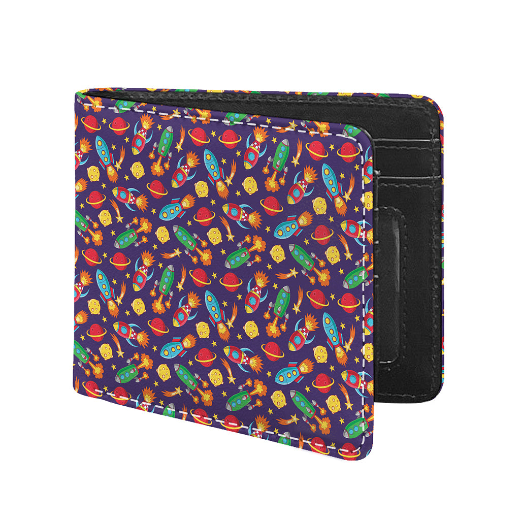 Space Rockets Pattern Print Bifold Wallet