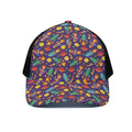 Space Rockets Pattern Print Black Mesh Trucker Hat