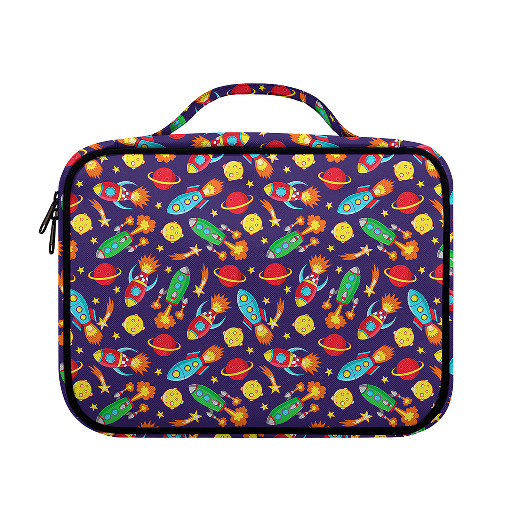 Space Rockets Pattern Print Briefcase Bible Bag