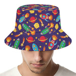 Space Rockets Pattern Print Bucket Hat