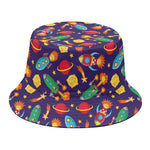Space Rockets Pattern Print Bucket Hat
