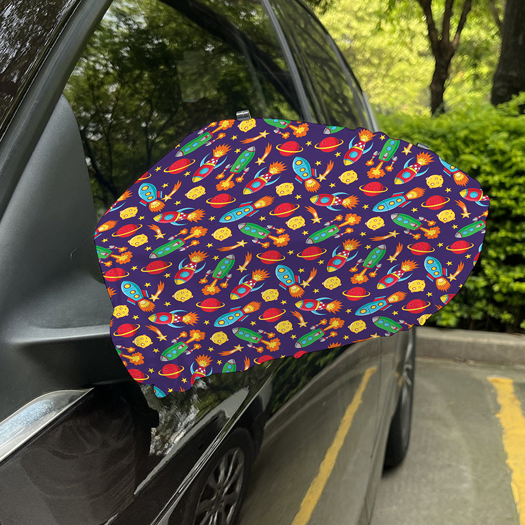 Space Rockets Pattern Print Car Side Mirror Covers