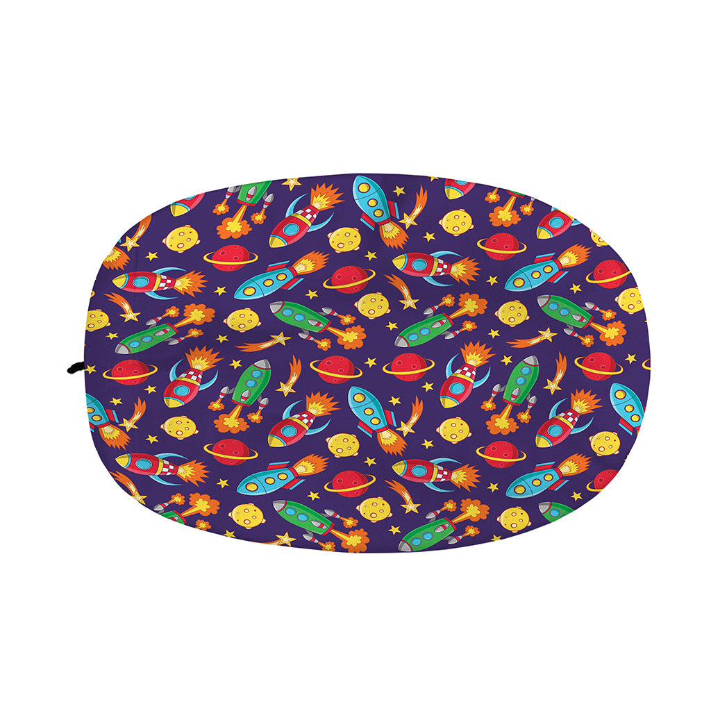 Space Rockets Pattern Print Car Side Mirror Covers