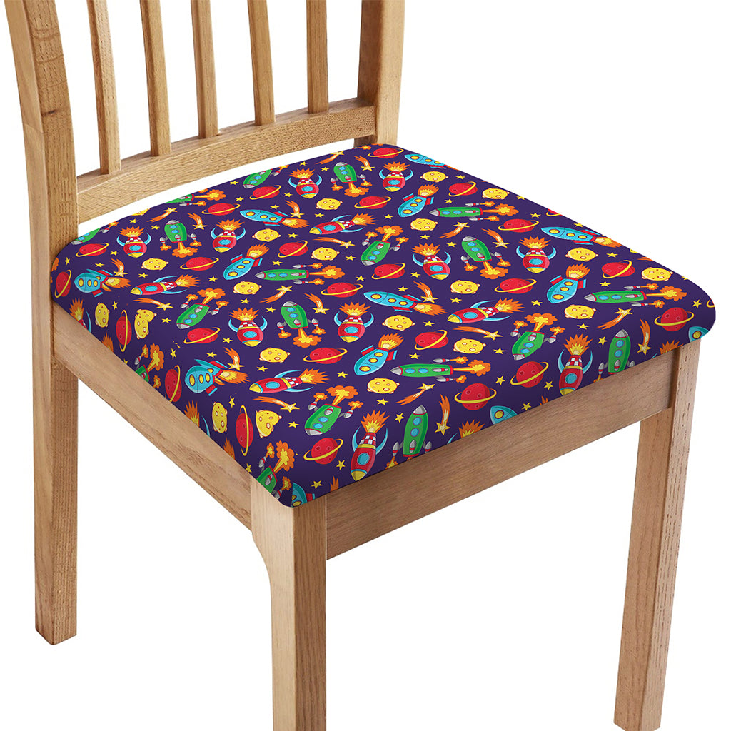 Space Rockets Pattern Print Chair Cushion Cover