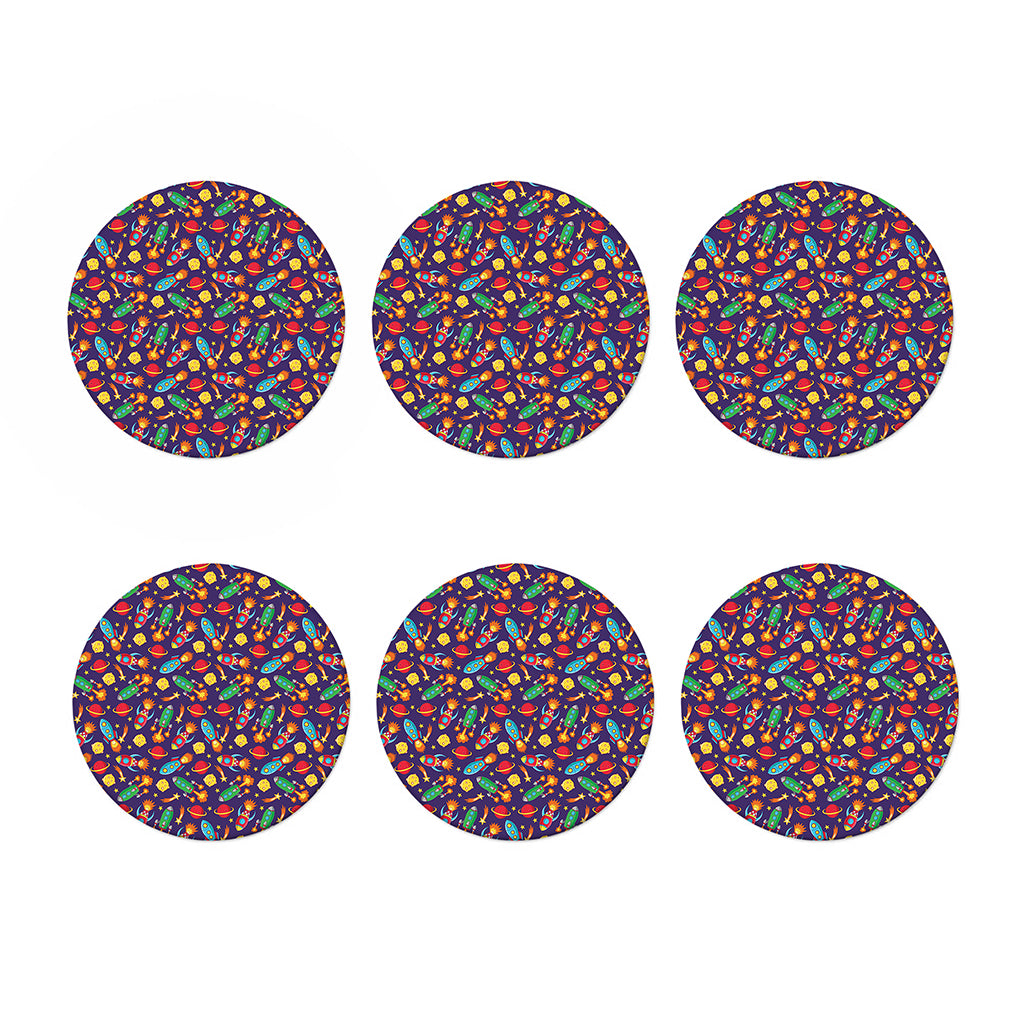 Space Rockets Pattern Print Coaster Set