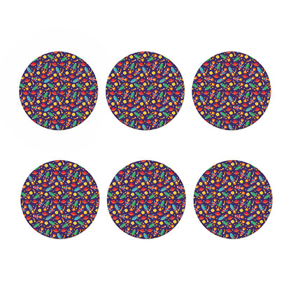 Space Rockets Pattern Print Coaster Set