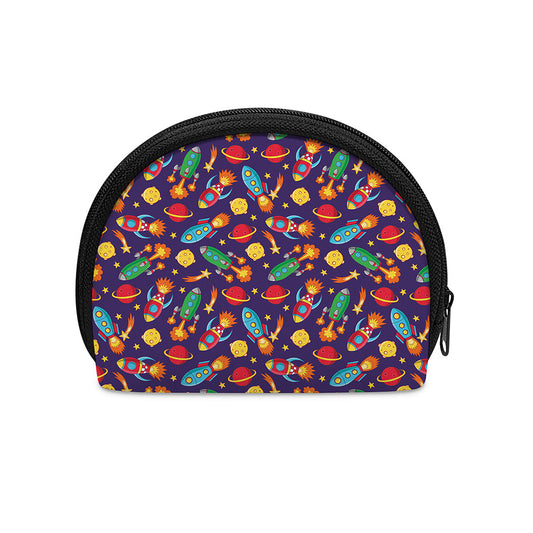 Space Rockets Pattern Print Coin Purse