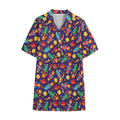 Space Rockets Pattern Print Cotton Hawaiian Shirt