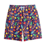 Space Rockets Pattern Print Cotton Shorts