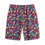 Space Rockets Pattern Print Cotton Shorts