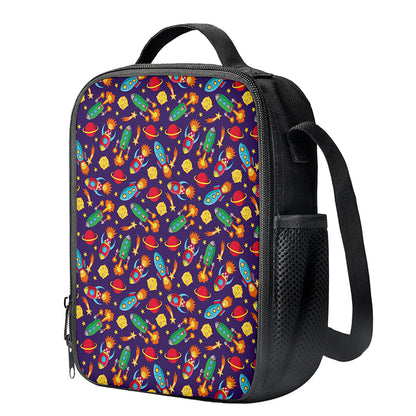 Space Rockets Pattern Print Crossbody Lunch Bag