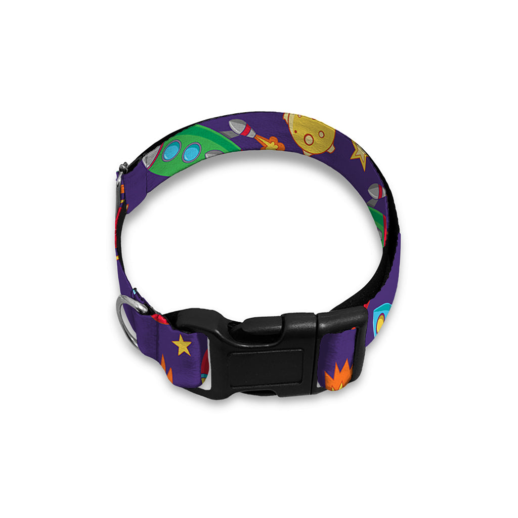 Space Rockets Pattern Print Dog Collar