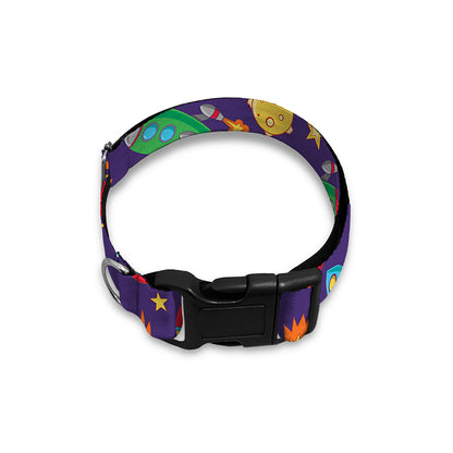 Space Rockets Pattern Print Dog Collar
