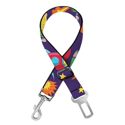Space Rockets Pattern Print Dog Seat Belt