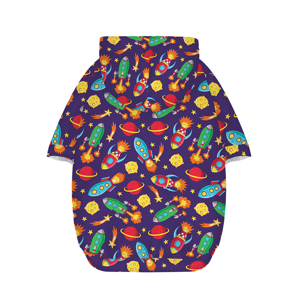 Space Rockets Pattern Print Dog Zip Up Hoodie