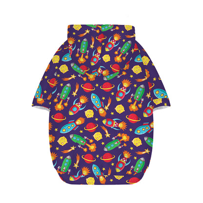 Space Rockets Pattern Print Dog Zip Up Hoodie